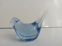 Murano turquoise blue leaf-weight glass dove