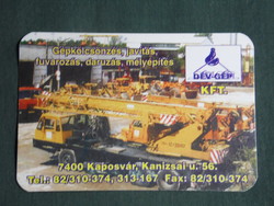 Kártyanaptár, Dévgép Kaposvár, teherautó, munkagép,traktor, darusautó, 2002