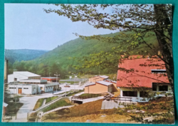 Brennbergbánya tájkép, Brennberg-völgy, Nagy Jenő Úttörőtábor, futott képeslap, 1982
