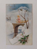 Régi képeslap 1956 karácsonyi levelezőlap Jézus bárányokkal