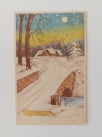 Régi képeslap karácsonyi levelezőlap havas táj