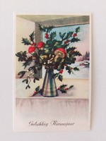 Old postcard Christmas postcard holly mushroom