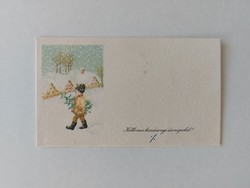 Old mini postcard 1959 Christmas greeting card snowfall
