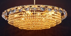 Large UFO crystal chandelier mid century