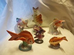 Hollóházi, Drasche, kerámia hal figurák