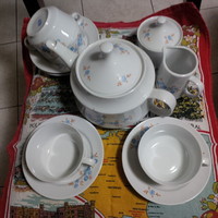 Alföldi tea set, rarer, with a small blue floral pattern