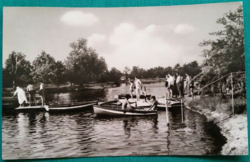 Hajdúszoboszló, boating lake, landscape, nature, printed postcard, 1965