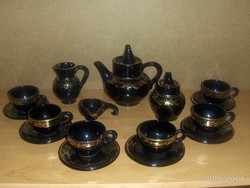 Fekete porcelán kávés készlet arany díszítéssel (14/K)