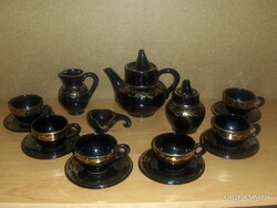 Black Porcelain Coffee Set with Gold Decoration (14/K)