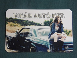 Card calendar, vikád car parts store, Szombathely, mustang car, erotic female model 2015