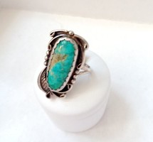 Silver turquoise ring 55