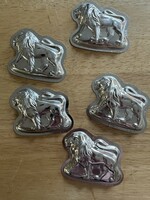 5 metal cake baking pans, chocolate moulds, - lion