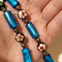 Chinese new enamel/glass necklaces 46 +8cm