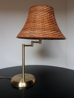 Scandinavian design rattan table lamp with folding stem