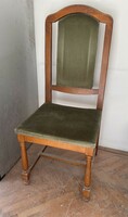 4 db vintage tömör fa szék étkező zöld barsony koloniál