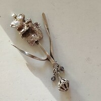Vintage ezüst rózsa csokor medál