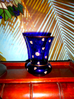 Parade antique glass vase with enamel painted chamomile flower decoration