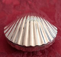 Silver-plated shell medicinal, miniature pill box with tweezers (l4172)