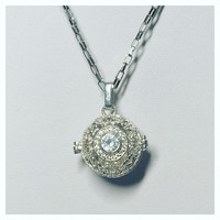 Zirconia crystal angel necklace with stainless steel chain.