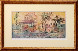 Gross arnold facsimile: small town dream - framed 31x47 cm - artwork 17x33 cm