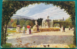 Antik romantikus képeslap, postatiszta, Baden-Baden