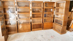 6 Lingel Károly-type battery-operated, openable bookcase/shelf with glass doors, stable, in good condition