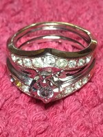 Gyönyörű 925 Sterling ezüst 18k arany női gyűrű 2 darabos cirkonia kövekkel