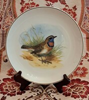 Kékbegy madaras porcelán dísztányér (L4182)