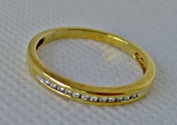 Szép aranyozott ezüst karikagyűrű valódi gyémántokkal