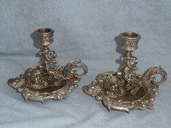 Pair of antique cast iron angel candle holders late 19th century historicism angel putto