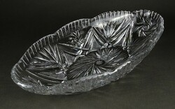 1P194 Nagyméretű csónak alakú kristály asztalközép kínáló tál 32.5 cm