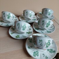 Ritka gyűjtői Kőbányai (Drasche) porcelán teás készlet ág 1950-es évekből