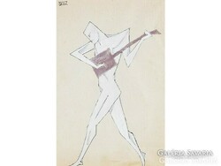 Byssz Róbert( Berkenyéd, 1893 - Budapest, 1961 ): Táncos mandolinnal