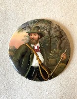 The hunter - antique painted porcelain plate 6 cm