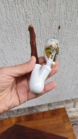Antique pipe, porcelain pipe, with a hunting style sign.