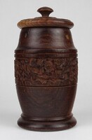 1P117 carved Indian tea herb holder jar 15 cm