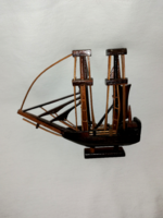 Vintage handmade two-masted wooden ship model