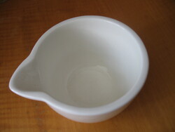 Glazed inside and out, beaked porcelain apothecary mortar, rubbing bowl, rubbing cup