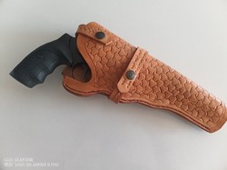 Acél ALFA 60 gáz,-riasztó 9mm-es, ujonnan vizsgáztatva,míves western bőrtokban
