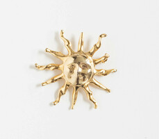 Golden sun brooch - vintage lapel pin, pin (replica of an anne klein brooch) - sunburst
