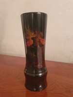 Festett fa lakk váza hal motívumokkal
