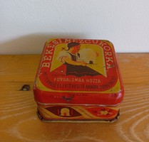 Antique Hungarian art deco metal box. Békés honey candy
