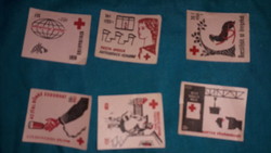 Old Hungarian match factory labels in the theme of the red cross are 6 in one according to the pictures 2.