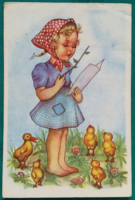 Easter greeting card, graphics: józsef tury, printed postcard, 1945
