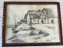 Ceruza rajz Mednyánszky aláírással