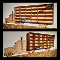 Kisautó tartó kamion fali polc I. – kézműves fa polc gyűjtőknek