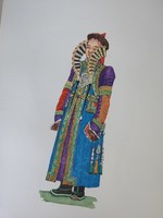 A book showing drawings of Russian folk costumes - not Hungarian
