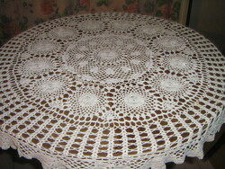Beautiful antique hand crocheted round tablecloth