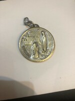 Silver Lourdes pendant, antique, French, size 3 cm.