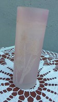 Rózsaszín üveg váza bogáncs mintával